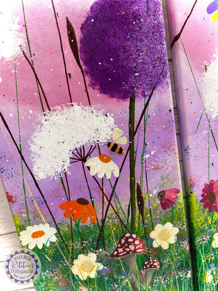 Wildflower Paintings Canvases - Triptych