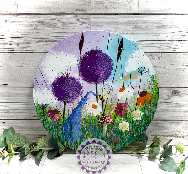 Wildflower Paintings Canvases - 30cm round