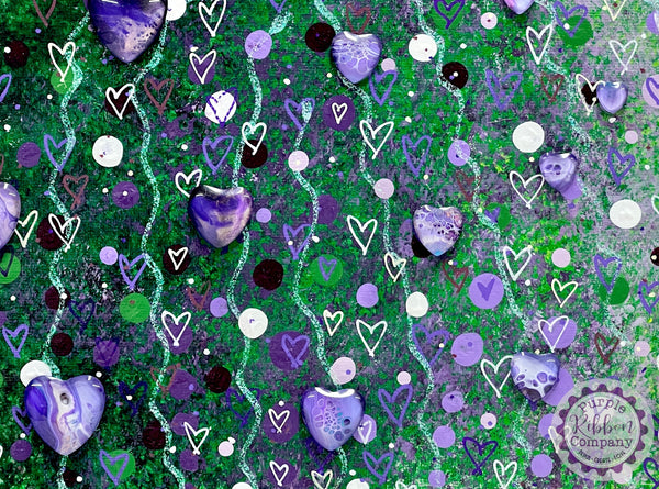 'Trees of Love' Paintings 40cm Round Canvas - purples