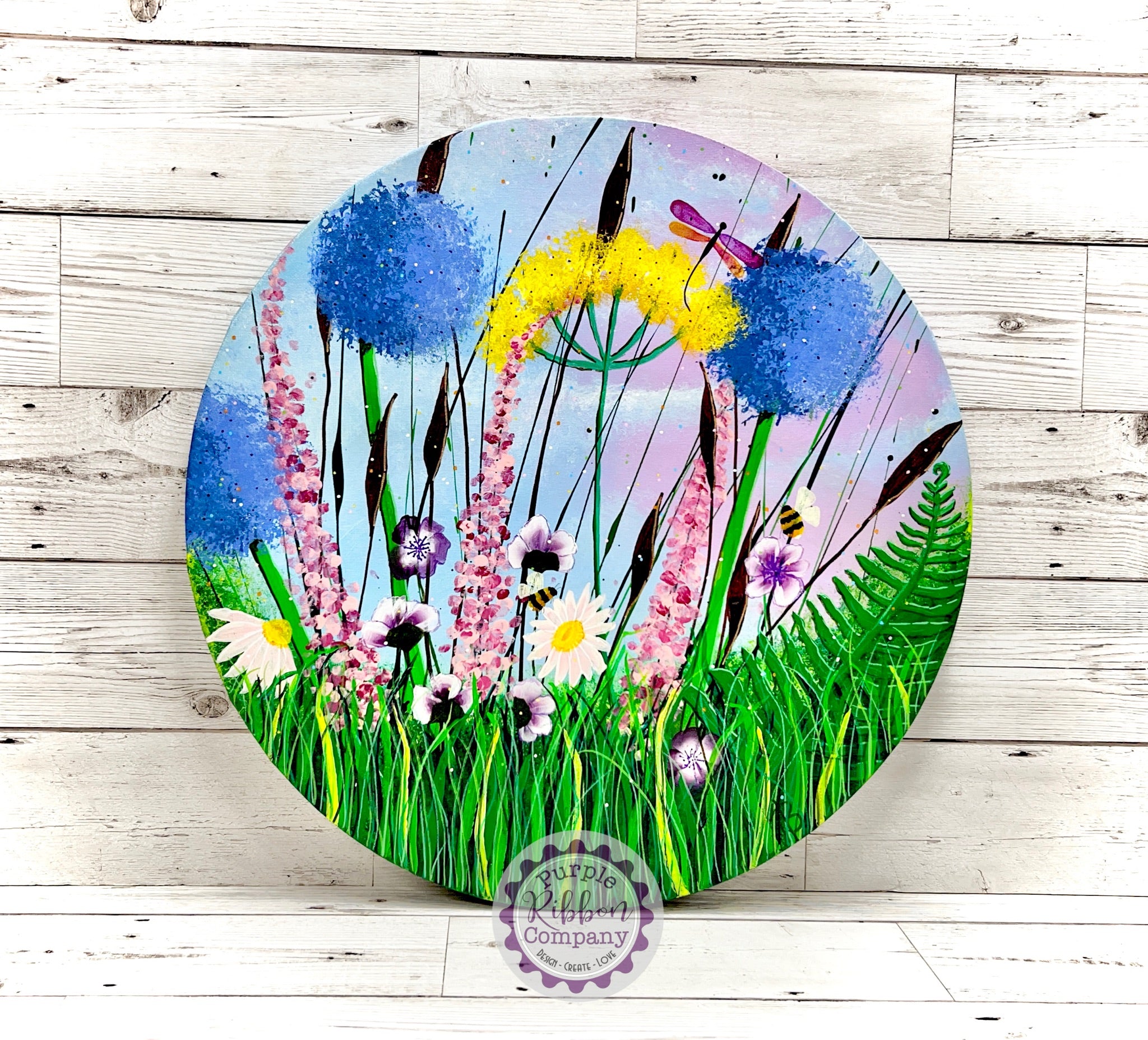 Wildflower Paintings Canvases - 40cm round Option 2
