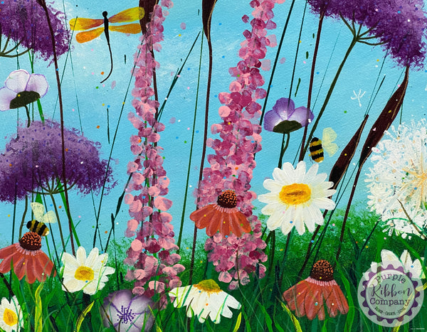 Wildflower Paintings Canvases - 40cm round Option 3