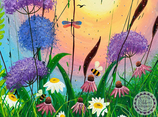 Wildflower Paintings Canvases - 40cm round Option 1
