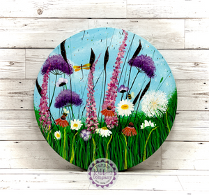Wildflower Paintings Canvases - 40cm round Option 3