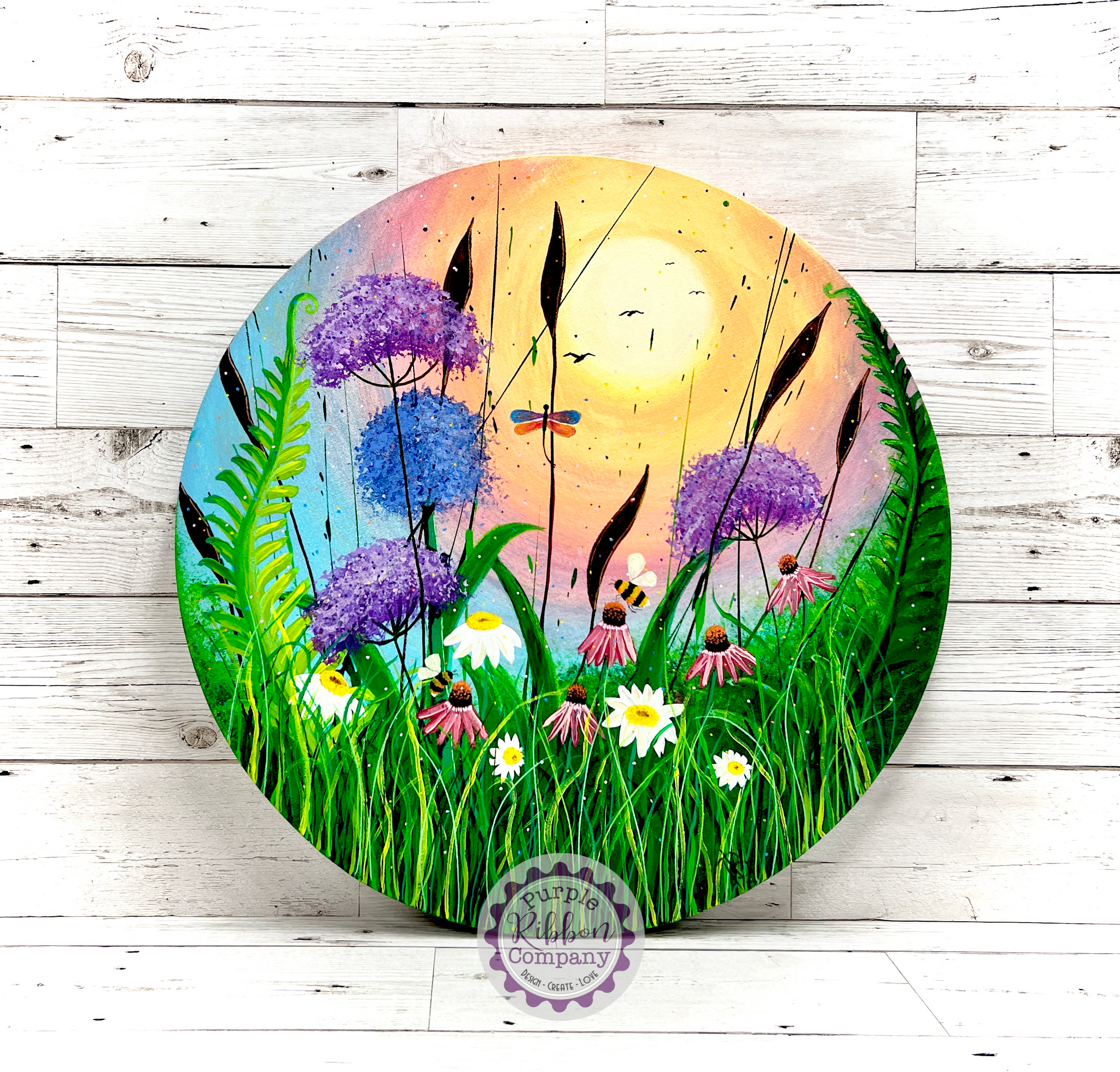 Wildflower Paintings Canvases - 40cm round Option 1