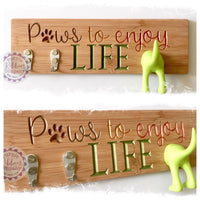 Bamboo Dog Lead Hooks - Paws to enjoy life (multiples)