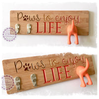 Bamboo Dog Lead Hooks - Paws to enjoy life (multiples)