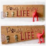 Bamboo Dog Lead Hooks - Paws to enjoy life (multiples)