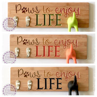 Bamboo Dog Lead Hooks - Paws to enjoy life (multiples)