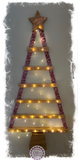 Large 1.5m hanging Christmas Tree with lights (Canadian Cedar with gold leaf/gold cup hooks and matching wooden star)