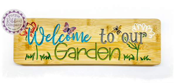 Bamboo Long Sign - Welcome to our garden