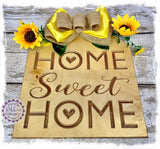 Large House Shaped Birch Wreath Sign (carved) - Home Sweet Home