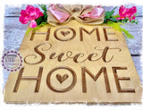 Large House Shaped Birch Wreath Sign (carved) - Home Sweet Home