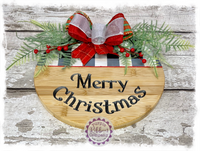 Bamboo Wreath Sign (carved) - Merry Christmas curved (multiples)