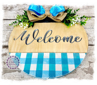 Large Round Birch Wreath Sign (carved) - Welcome (multiples)