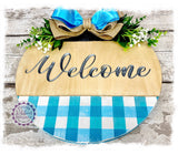 Large Round Birch Wreath Sign (carved) - Welcome (multiples)