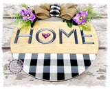 Large Round Birch Wreath Sign (carved) - HOME (multiples)