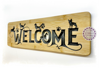 Bamboo Long Sign - Welcome (dog silhouettes)