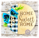 Large Round Birch Wreath Sign (carved) - Home Sweet Home (multiples)