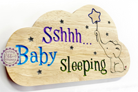 Hevea Cloud Shaped Sign - Sshhh... Baby Sleeping (Baby boy)