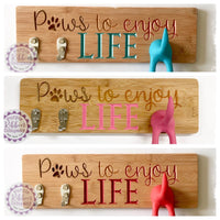 Bamboo Dog Lead Hooks - Paws to enjoy life (multiples)