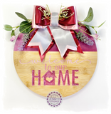 Round Bamboo Wreath Sign (carved) - Welcome to our home (multiples)