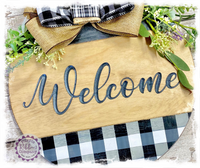 Large Round Birch Wreath Sign (carved) - Welcome (multiples)