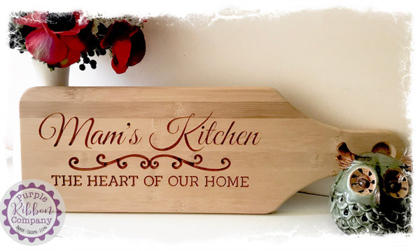 Bamboo Chopping Board Sign - Mam’s Kitchen, the heart of our home