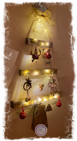 Small 90cm hanging Christmas Tree with lights (Jacobean Dark Oak with silver leaf/silver star)