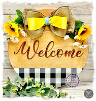 Large Round Birch Wreath Sign (carved) - Welcome (multiples)