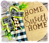 Large Round Birch Wreath Sign (carved) - Home Sweet Home (multiples)