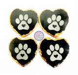 Metallic Edged Heart Slate Coaster - Pawprint with heart