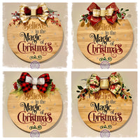 Large Round Bamboo Christmas Wreath Sign (carved) - Believe in the Magic of Christmas