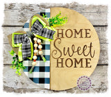 Large Round Birch Wreath Sign (carved) - Home Sweet Home (multiples)