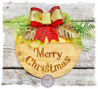 Bamboo Wreath Sign (carved) - Merry Christmas curved (multiples)