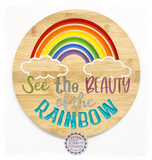 Round Bamboo Carved Sign - “See the beauty of the rainbow”