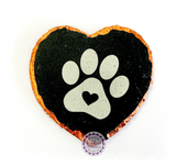 Metallic Edged Heart Slate Coaster - Pawprint with heart