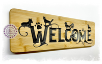 Bamboo Long Sign - Welcome (dog silhouettes)