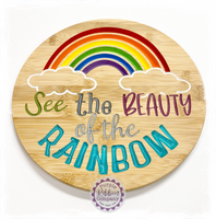 Round Bamboo Carved Sign - “See the beauty of the rainbow”