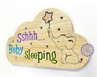 Hevea Cloud Shaped Sign - Sshhh... Baby Sleeping (Baby boy)