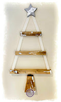 Small 90cm hanging Christmas Tree with lights (Jacobean Dark Oak with silver leaf/silver star)