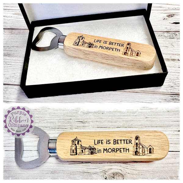 Handheld Bottle Opener - Life is better in Morpeth (St Mary’s Church & Morpeth Chantry)