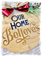 Large Round Bamboo Christmas Wreath Sign (carved) - Our Home Believes